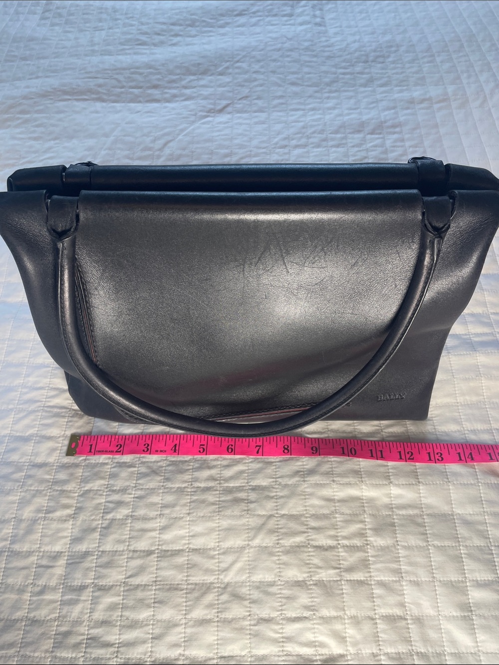 Bally Vintage Black Leather Structured Shoulder Bag